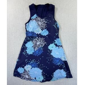 Title Nine Women's Small Blue Floral Print Sleeveless Athleisure Travel Dress
